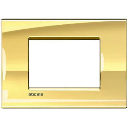 Placca Livinglight 3 Moduli Oro Freddo - BTicino LNA4803OA, Design Elegante e Resistente