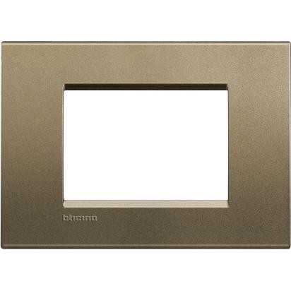 Living Light Placca 3P Square LNA4803SQ in bronze metal finish, ideal for modern electrical installations.
