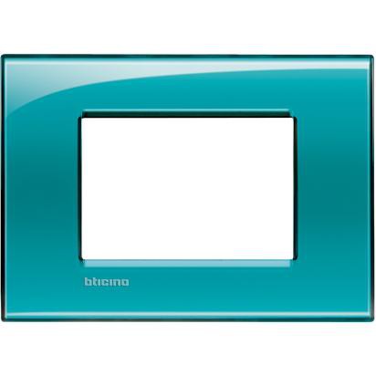 Living Light Placca 3P Verde LNA4803VD, quadra 3 moduli, colore verde deep, materiale tecnopolimero BTicino.