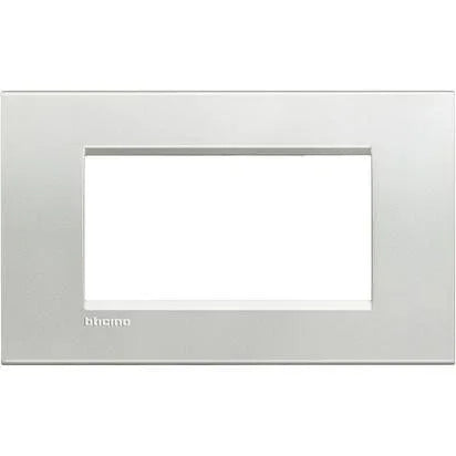 Placca Quadra Livinglight 4 Moduli Argento - BTicino LNA4804AG, Design Elegante e Moderno in Metallo Resistente