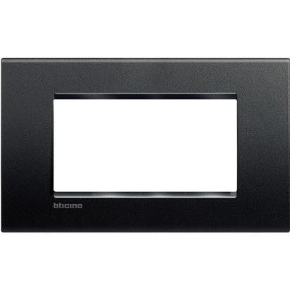Living Light Placca 4P Antracite by BTicino - Metal frame for 4 modules, dimensions 86mm x 142mm, sleek design.