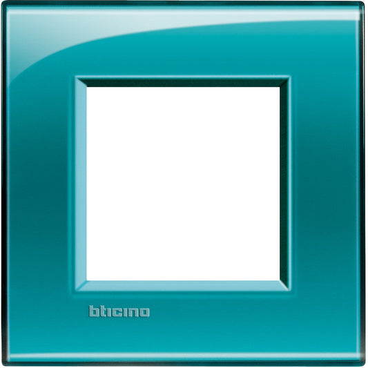 Living Light Placca quadra 2P Verde deep LNA4802VD technopolymer switch plate in vibrant green color