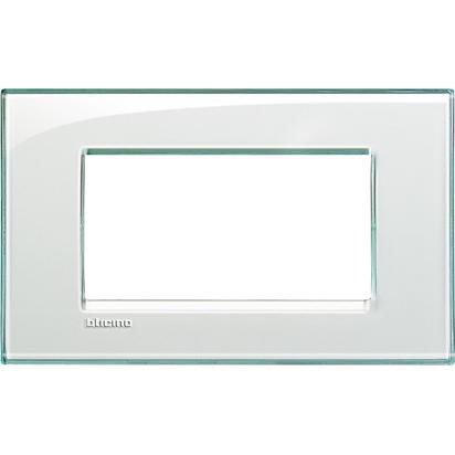 Living Light Placca 4P Acquamarina, tecnopolimero 4 moduli, design elegante, altezza 86mm, larghezza 142mm, BTicino.