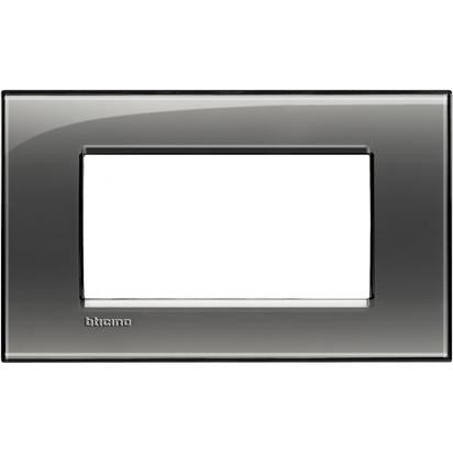 BTicino Living Light Placca 4P Fumo di Londra, quadrata, 4 moduli, in tecnopolimero, dimensioni 86x142mm.