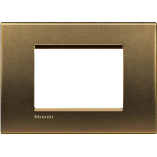 Placca Livinglight 3P Bronzo - BTicino LNA4803BZ, Design Elegante in Metallo, Ideale per Interni