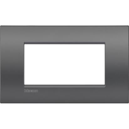 BTicino Living Light Placca 4P Street LNC4804ST metal switch plate, 86mm height, 142mm width, sleek design.