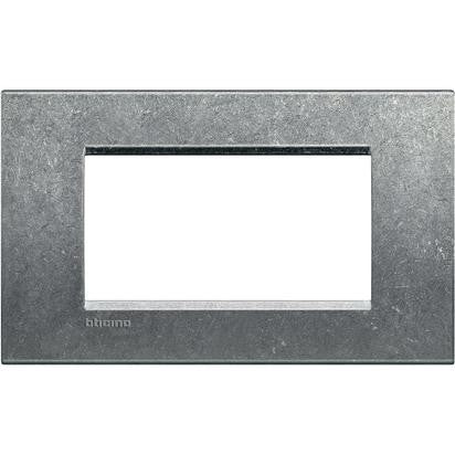Living Light Placca 4P Native - metal quadra frame 4 modules, brand BTicino, dimensions 86mm x 142mm.