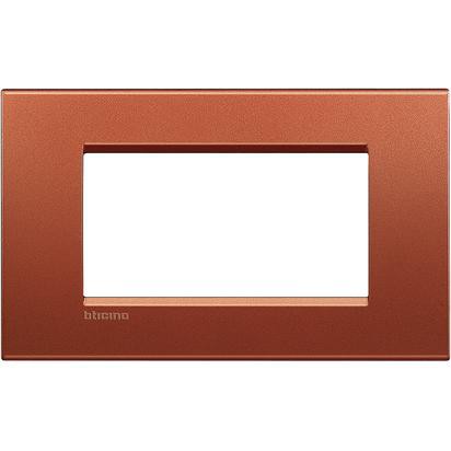 Living Light Placca 4P Brick by BTicino, metal, quadra design, height 86mm, width 142mm, modern switch plate.