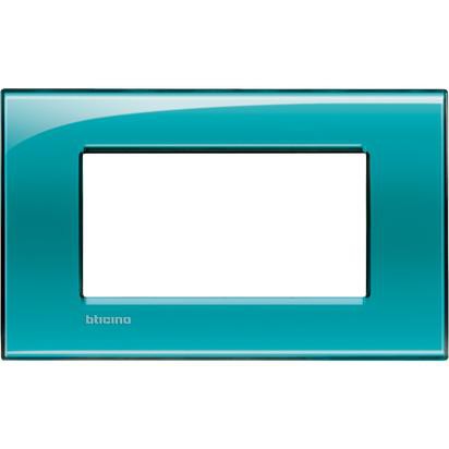 Living Light Placca 4P Verde LNA4804VD - Verde deep quadrata per moduli BTicino, dimensioni 86x142mm.