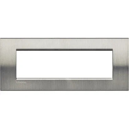 Placca Living Light 7 Moduli in Acciaio Spazzolato - BTicino LNA4807ACS - Design Elegante e Robusto