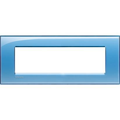 Living Light Placca 7P Azzurro by BTicino - Tecnopolimero, 7 moduli, 86mm x 208mm, elegante design per interni.