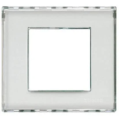 BTicino Placca Living Light 2P Personalizzabile LND4802KR in Cristallo Trasparente - Design Moderno e Funzionale