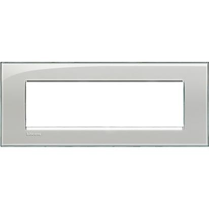 Living Light Placca 7P Grigio Ghiaccio by BTicino, square plate, made of technopolymer, dimensions 86x208mm.