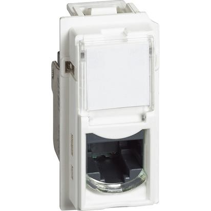 Living Now RJ45 Cat 5E UTP connector, toolless IDC, for data and telephony transmission, white color.
