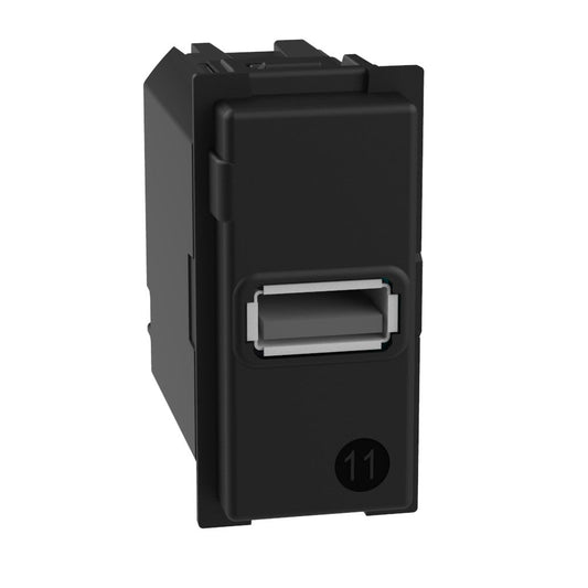 Caricatore USB tipo A BTicino Living Now 15W, con porta per ricarica dispositivi elettronici.