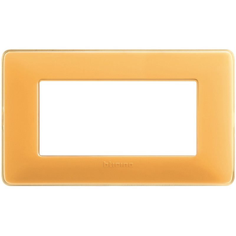 Bticino Matix 4 module support frame in amber color AM4804CAB, dimensions 143mm x 84mm, designed for support 504SA.
