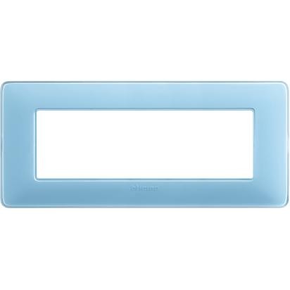 Placca Bticino Matix turchese 6 moduli supporto 506LSA, dimensioni 84mm x 191mm, design elegante e moderno.