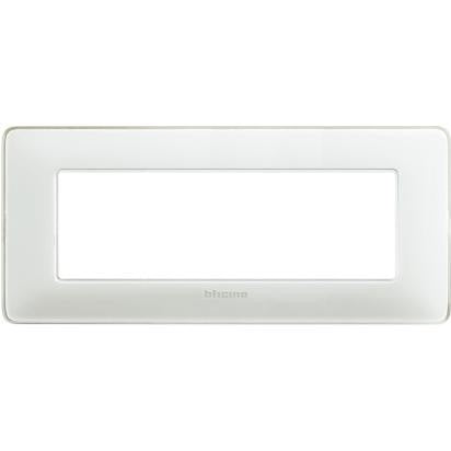BTicino Matix Placca 6 moduli ghiaccio AM4806CBN per supporto 504SA, colore ghiaccio, dimensioni 84mm x 191mm.