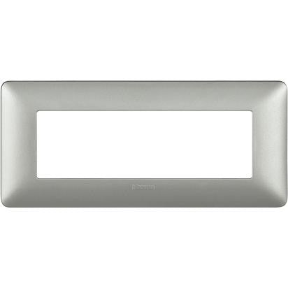 Bticino Matix silver frame for 6 modules, model AM4806MSL, dimensions 84mm x 191mm, high-quality design.