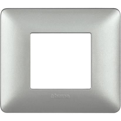 BTicino Matix 2-module silver wall plate AM4802MSL, dimensions 84mm x 96.2mm, stylish and modern design.