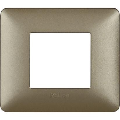 Bticino Matix 2-module switch plate titanium AM4802MTA for 500SM2A support, size 84mm x 96.2mm.