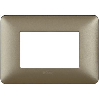 Bticino Matix 3-module plate in titanium, model AM4803MTA, dimensions 84mm x 120mm, for support 503SA.
