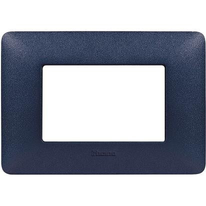 Placca Bticino Matix 3 moduli blu mercurio AM4803TBM, supporto 503SA, dimensioni 84mm x 120mm.
