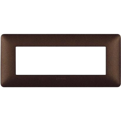 Placca Bticino Matix 6 moduli marrone caffè AM4806TGG per supporto 506LSA, altezza 84mm, larghezza 191mm.