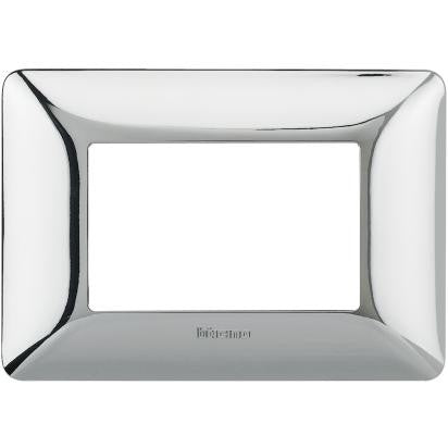 Placca Bticino Matix 3 moduli cromo lucido AM4803GCR, supporto 503SA, 84mm x 120mm, elegante finitura cromata.