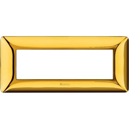 Bticino Matix 6-module frame in shiny gold finish, model AM4806GOR, for mounting support 506LSA.