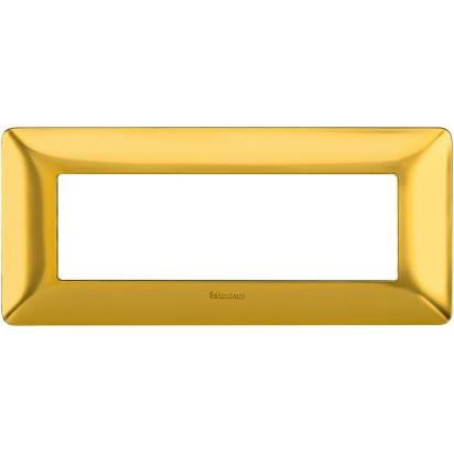 Gold satin 6-module plate Bticino Matix AM4806GOS for support 506LSA, stylish and modern design.
