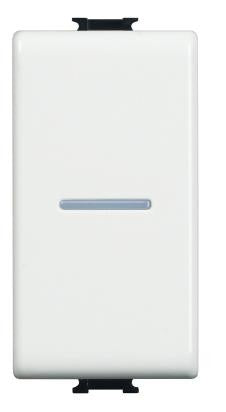 Interruttore Assiale Bticino Matix 1P 10A, design compatto, adatto a lampade, 250 Vac, profilo ridotto da 22,9 mm.