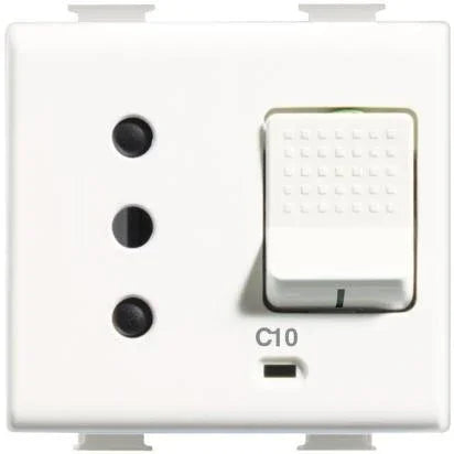 BTicino Matix Presa Sicura Magnetotermica 10A AM5114 - 2 Poli + Terra, 230Vac, 3kA Protezione