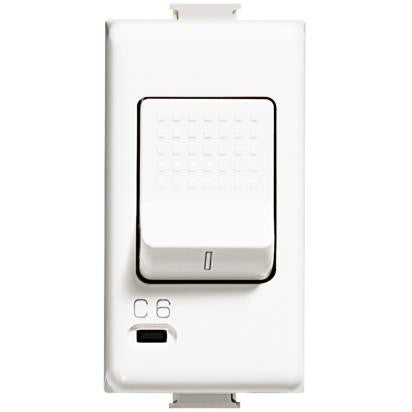 Interruttore magnetotermico 1P+N 6A 230V AM5206S in colore bianco, potere di interruzione 1500A, serie Matix.