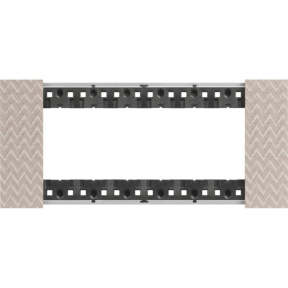 BTicino Living Now 6 module optic plastic plate with pixel effect design, dimensions 86mm x 192.5mm.