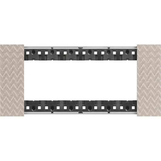 BTicino Living Now 6 module optic plastic plate with pixel effect design, dimensions 86mm x 192.5mm.