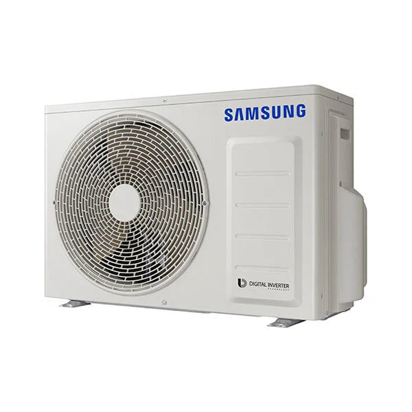 Unità esterna climatizzatore Samsung Inverter Dual Split CEBU, capacità 9000 BTU, design compatto e moderno.