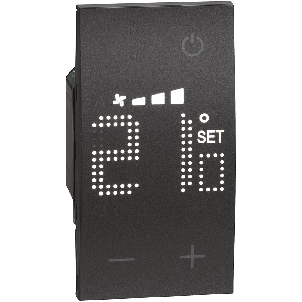 Termostato Bticino Living Now Nero KG4691 con display retroilluminato per controllo temperatura zone.