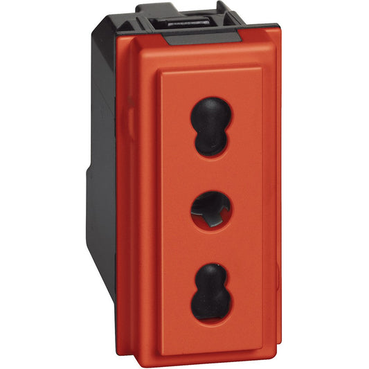 Presa bipasso Bticino Living Now 2P+T 10/16A rossa KR4180, interasse 19mm e 26mm, per spine 2P e 2P+T.
