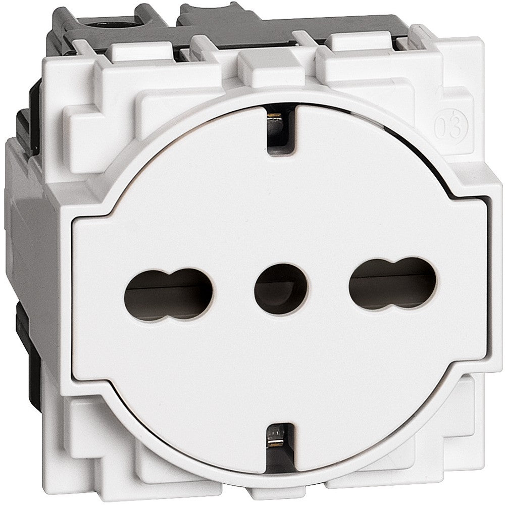 Presa bipasso flat standard tedesco e italiano 2P+T 10/16 A KW4140A16F con alveoli protetti e contatti laterali.