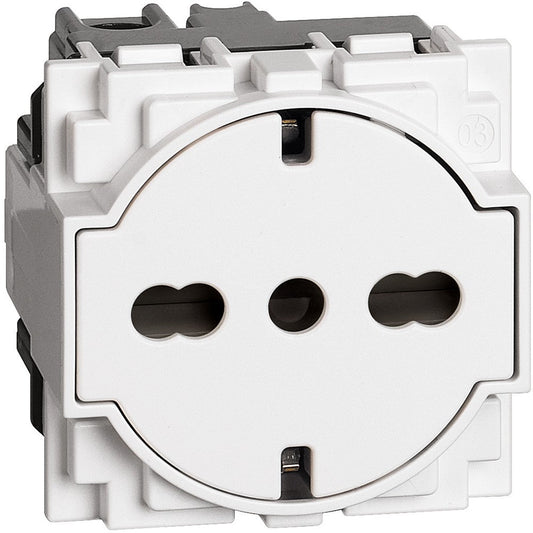 Presa bipasso flat standard tedesco e italiano 2P+T 10/16 A KW4140A16F con alveoli protetti e contatti laterali.