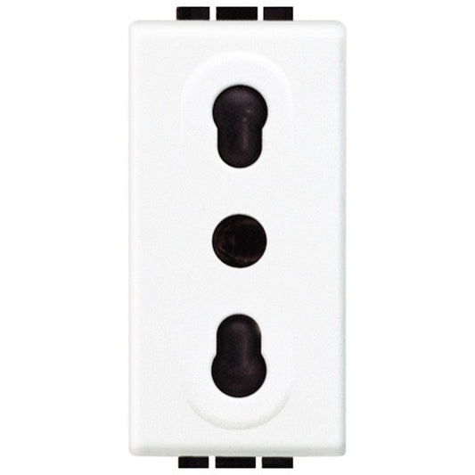 Bticino Livinglight Presa Bipasso N4180, presa elettrica bianco 10A e 16A con contatti 2P+T.