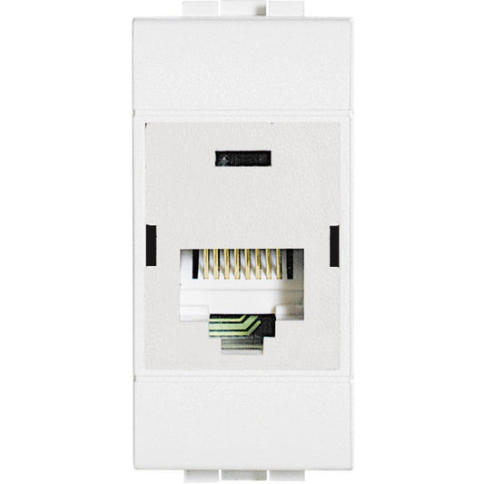 Bticino LivingLight RJ45 data outlet for cat6 networks, white UTP connection for PC network connection.