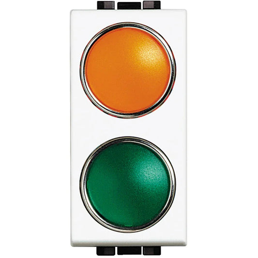 BTicino LivingLight Doppio Portalampada Spia Arancio/Verde N4372AV - Design Moderno e Funzionalità Efficiente