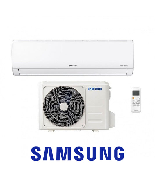 Samsung AR35 Inverter air conditioner, 18000 BTU, R32 gas, includes indoor and outdoor units with remote control.