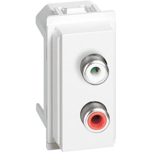 Modulo doppio RCA BTicino Living Now in white - 1 module with audio/video input ports.