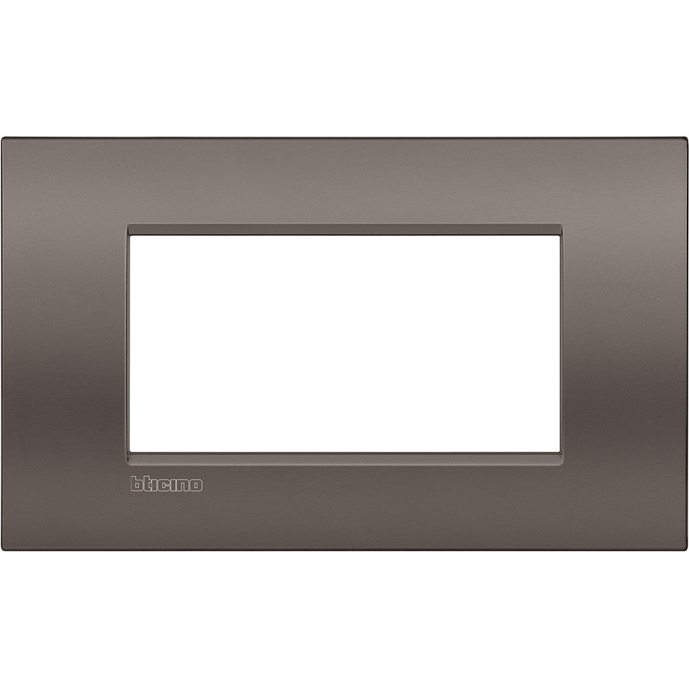 Living Light Placca 4P Argilla - BTicino 4 modules plate, metal material, height 86mm, width 142mm in dark gray.