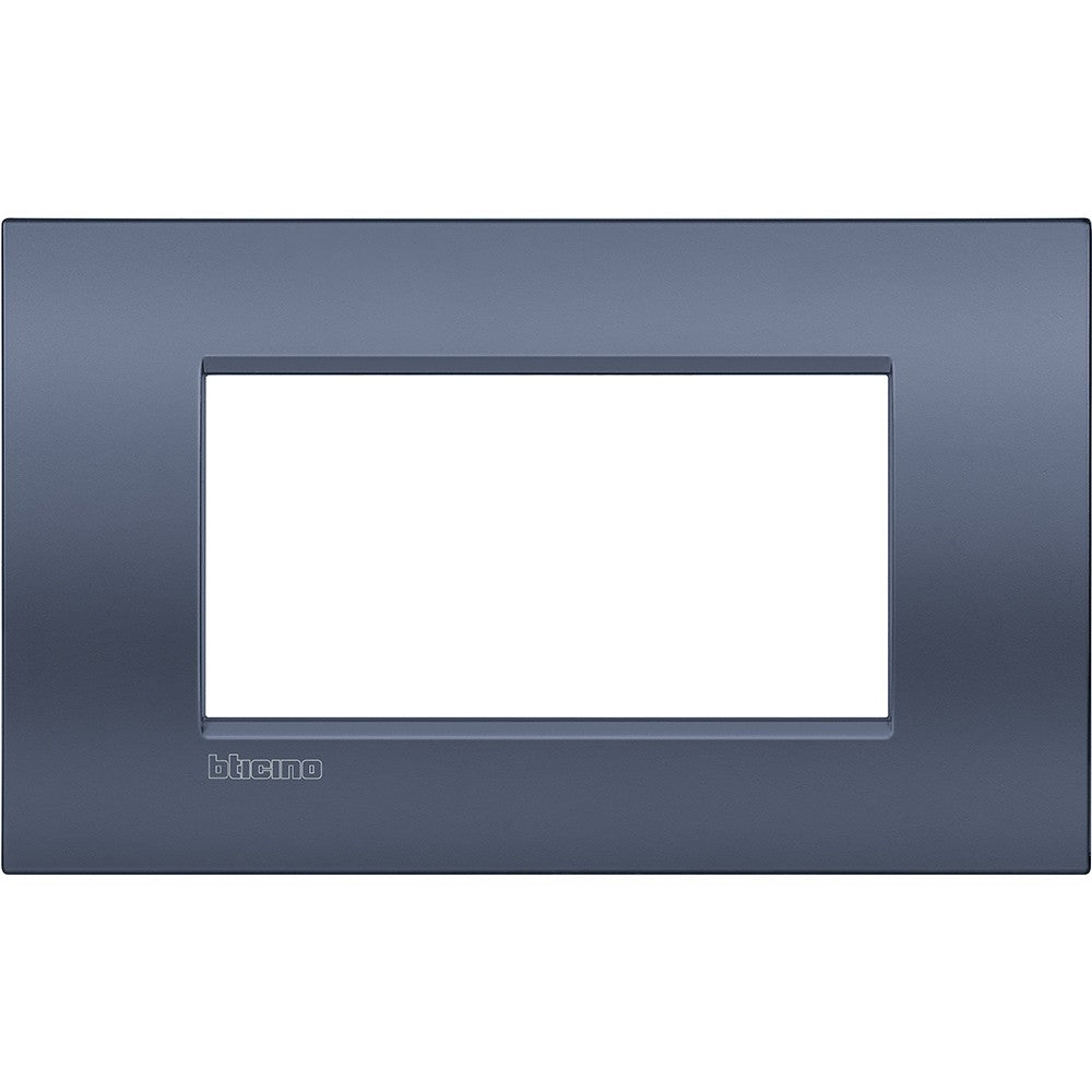 Living Light Placca 4P Blue Moon LNC4804BM, metal multi-module frame in blue for BTicino Livinglight Air series.