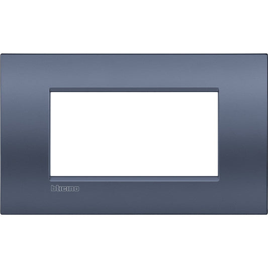 Living Light Placca 4P Blue Moon LNC4804BM, metal multi-module frame in blue for BTicino Livinglight Air series.