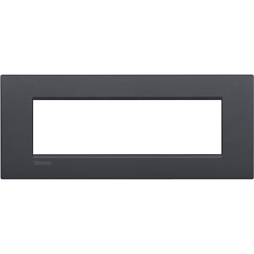 Living Light Placca 7P Antracite by BTicino, 7-moduli metal frame, sleek design for the Livinglight Air series.